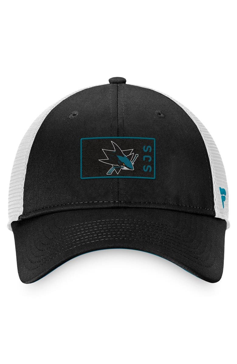 FANATICS Men's Fanatics Branded Black/White San Jose Sharks Authentic Pro Trucker Snapback Hat, Alternate, color, Black