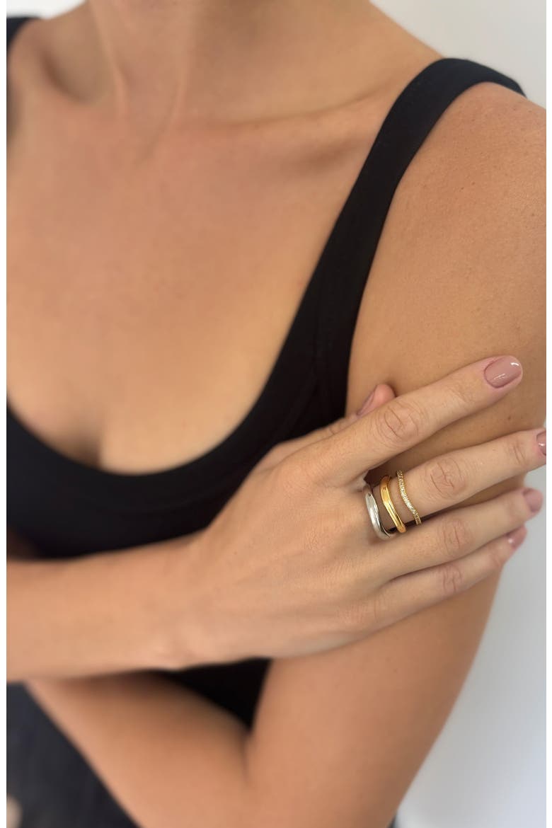 Set of 3 Wavy Band Rings, Alternate, color, SILVER/ GOLD