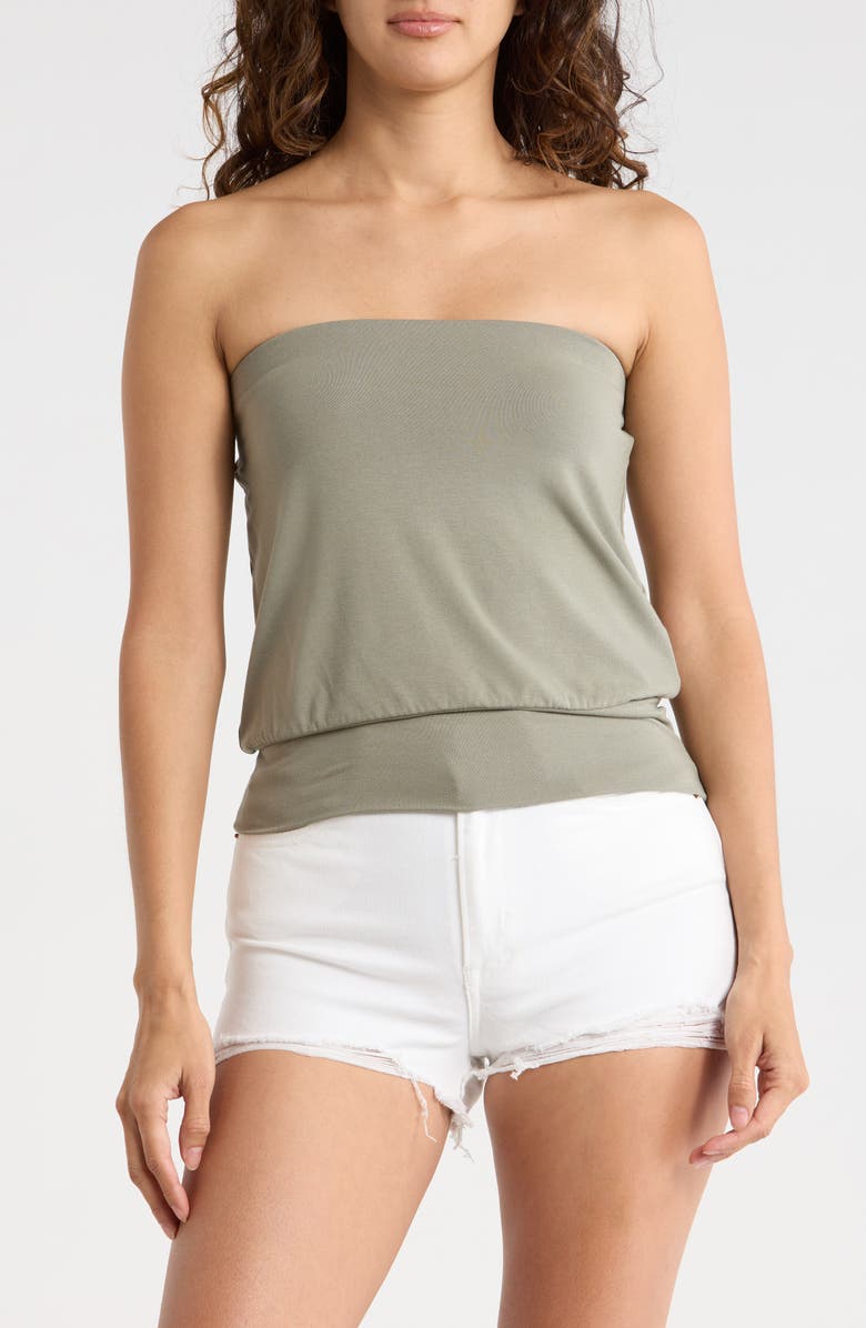 Madden Girl Banded Hem Tube Top, Main, color, Laurel Oak