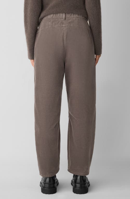 Eileen Fisher Barrel Leg Stretch Organic Cotton Ankle Pants In Brown