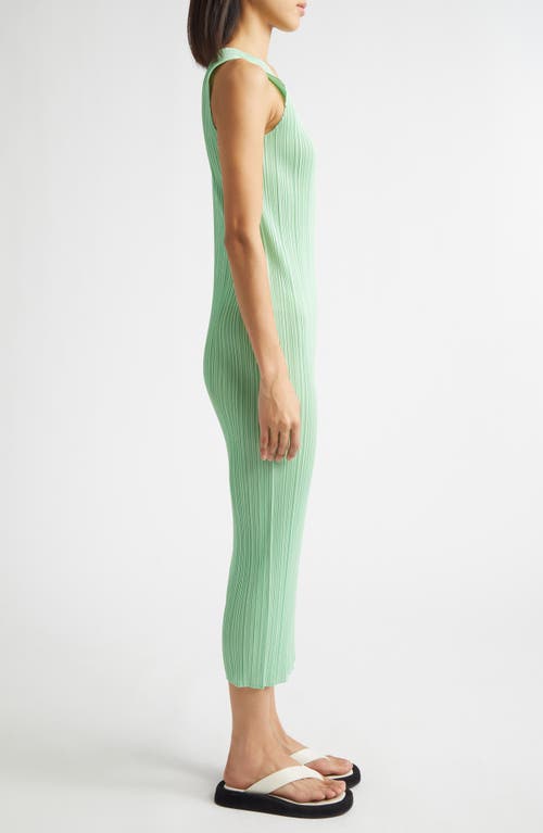 Issey Miyake Pleats Please New Colorful Basics 4 Pleated Sleeveless Dress In Green