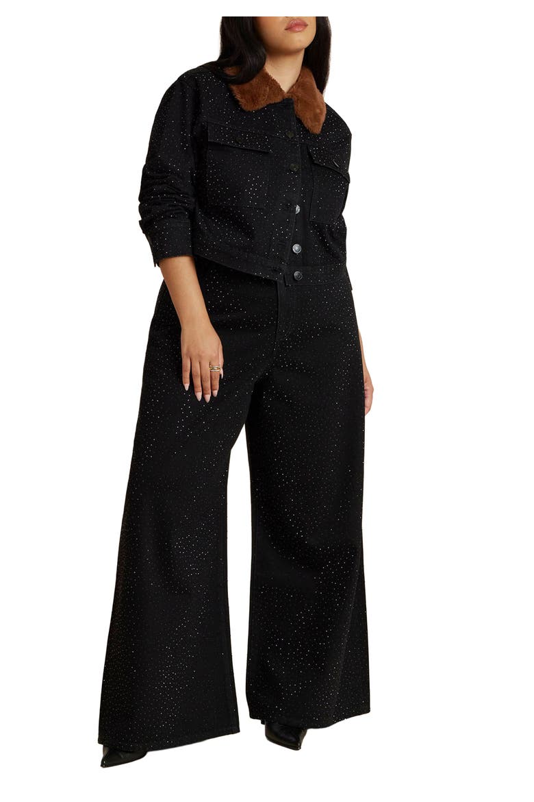 Embellished Rhinestone Jeans, Main, color, BLACK