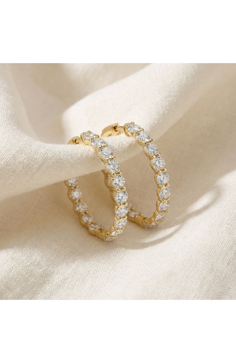 Bliss Diamond 7Ct TW Round Diamond Inside Outside Hoops Vault Lock 14k Gold Lab Grown, Alternate, color, 14K Yellow Gold