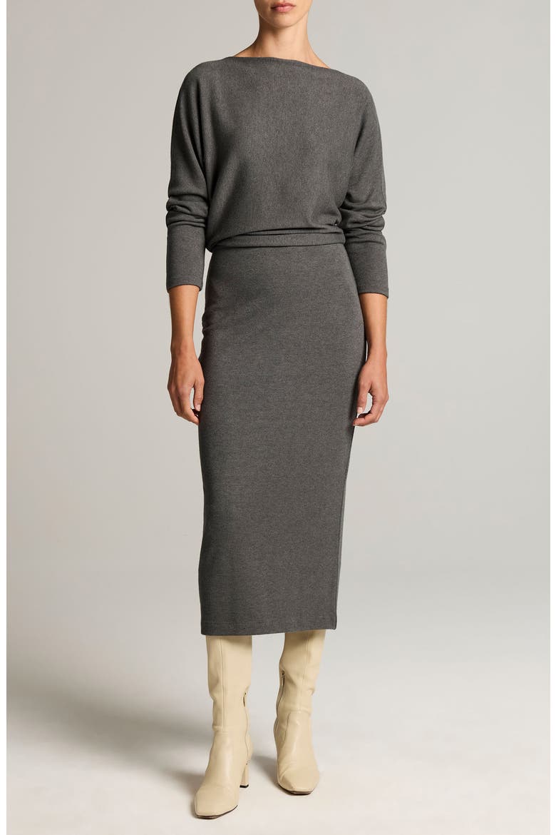 Off the Shoulder Midi Dress, Main, color, DK H GREY