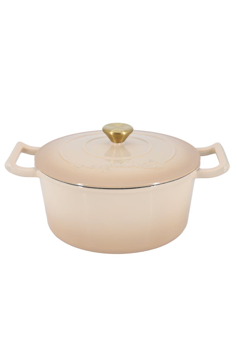 5.3 Quarts Round Enameled Cast Iron Casserole, Alternate, color, Peanut Butter