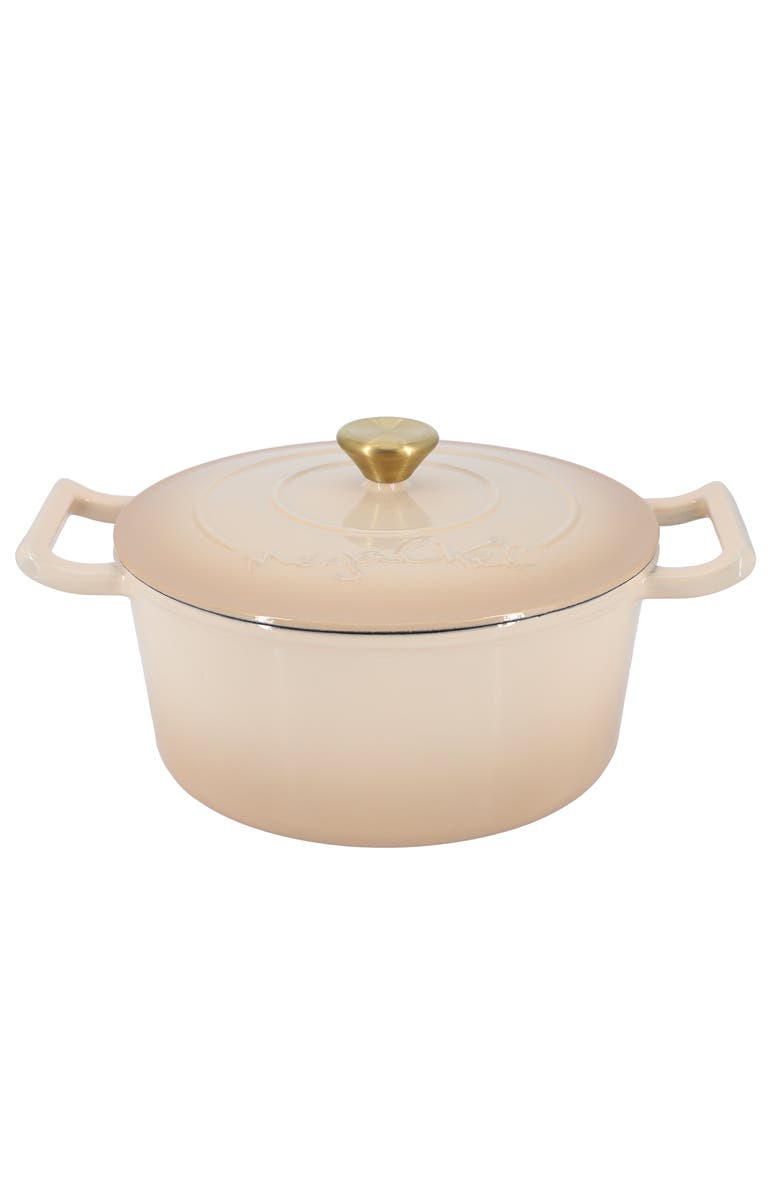 Megachef 5.3 Quarts Round Enameled Cast Iron Casserole with Self Basting Lid, Alternate, color, Peanut Butter