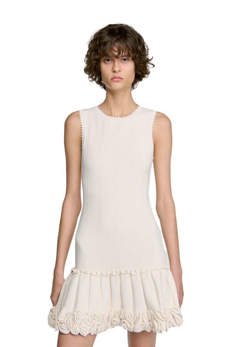 Floral knit short dress, Alternate, color, Ecru