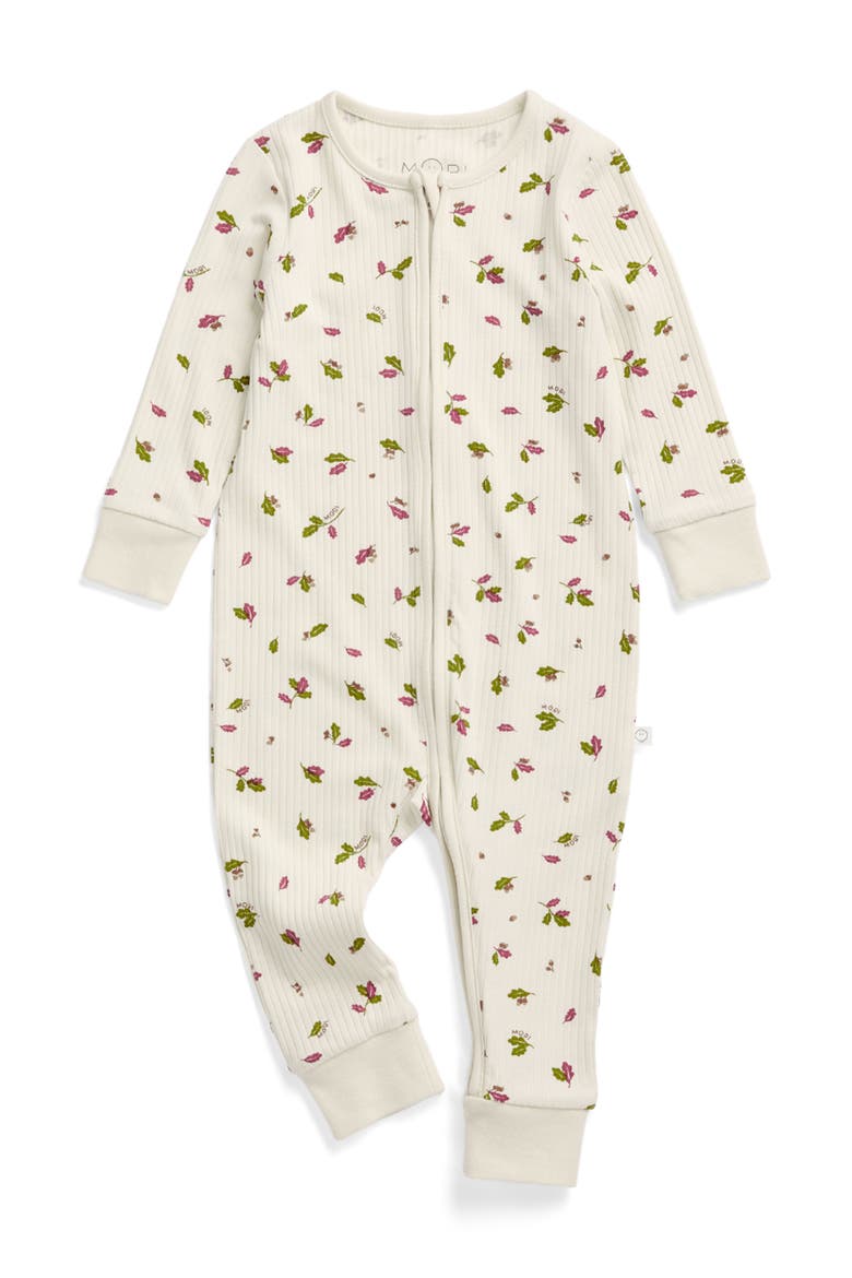 Ribbed Two Way Zip-Up Romper, Main, color, Autumn Leaf Woodland Gardenia