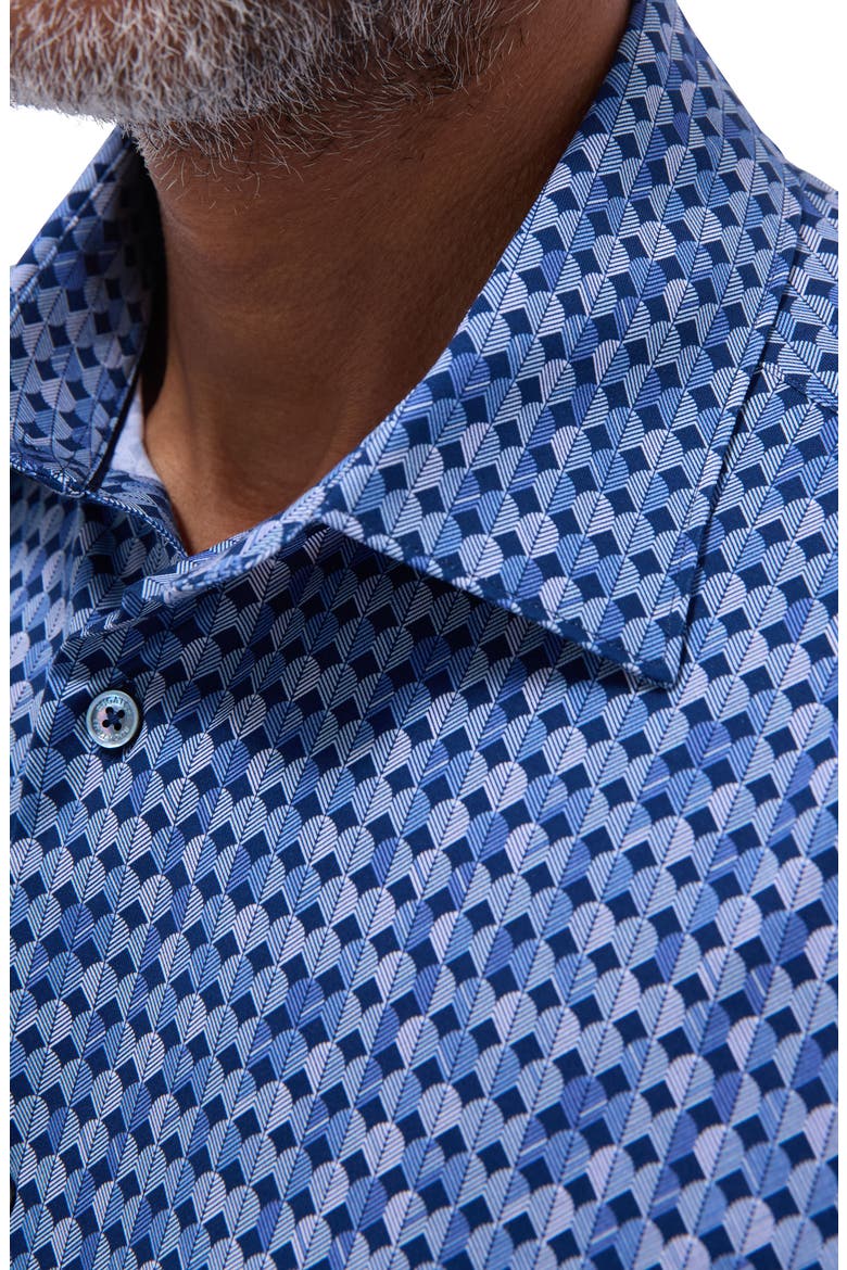 Miles OoohCotton® Geo Print Short Sleeve Button-Up Shirt, Alternate, color, NIGHT BLUE
