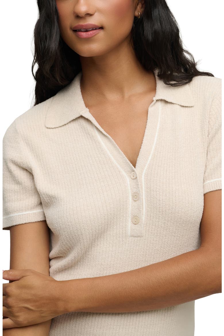 CozyChic® Ultra Lite® Contrast Stripe Rib Polo, Alternate, color, STONE-PEARL