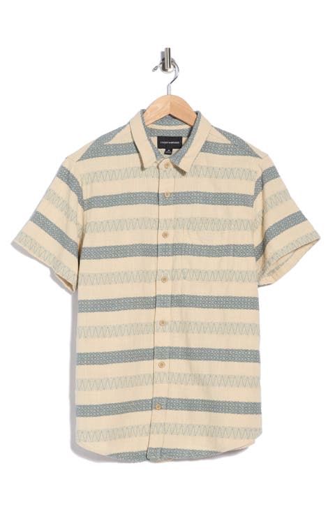San Gabriel Dobby Stripe Short Sleeve Cotton Button-Up Shirt