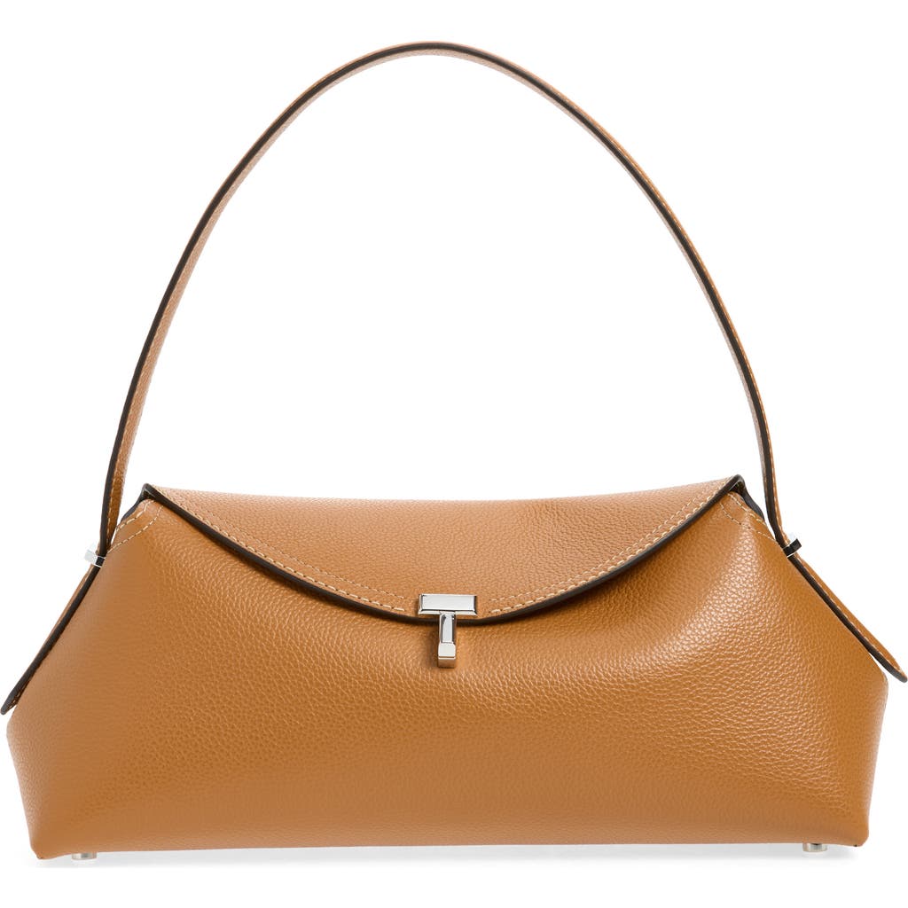 TOTEME T-Lock Leather Shoulder Bag in Tan at Nordstrom