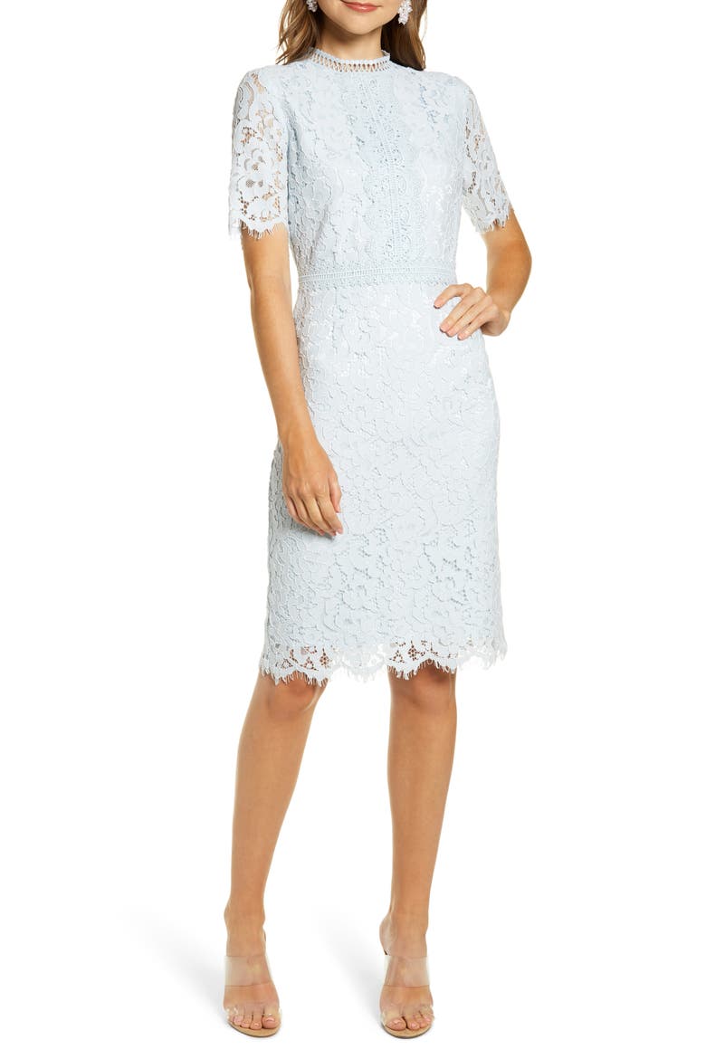 Lace Sheath Dress, Alternate, color, BLUE AIR