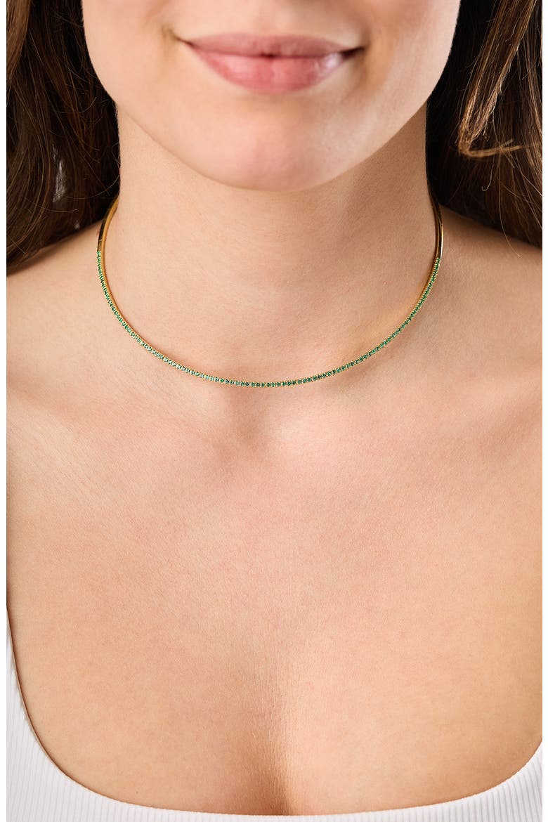 18K Gold El Mar Emerald Pavé Choker Necklace (Online Trunk Show), Alternate, color, 18K YELLOW GOLD/ EMERALD