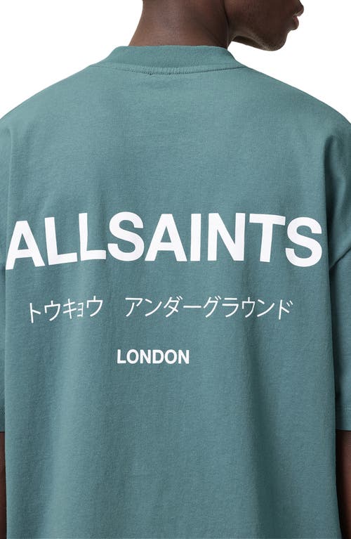 Allsaints Underground Oversize Graphic T-shirt In Eris Blue