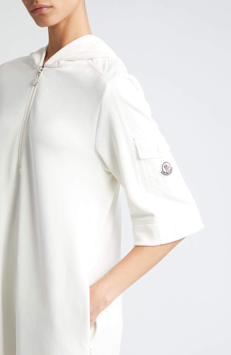 Moncler Quarter Zip Hooded Tunic, Alternate, color, 