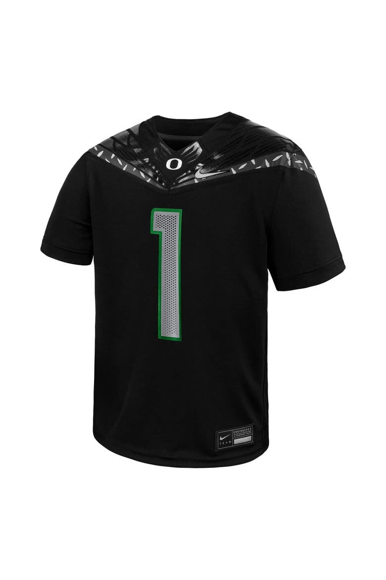 Youth Nike #1 Black Oregon Ducks Vapor Fusion Football Jersey, Alternate, color, Black