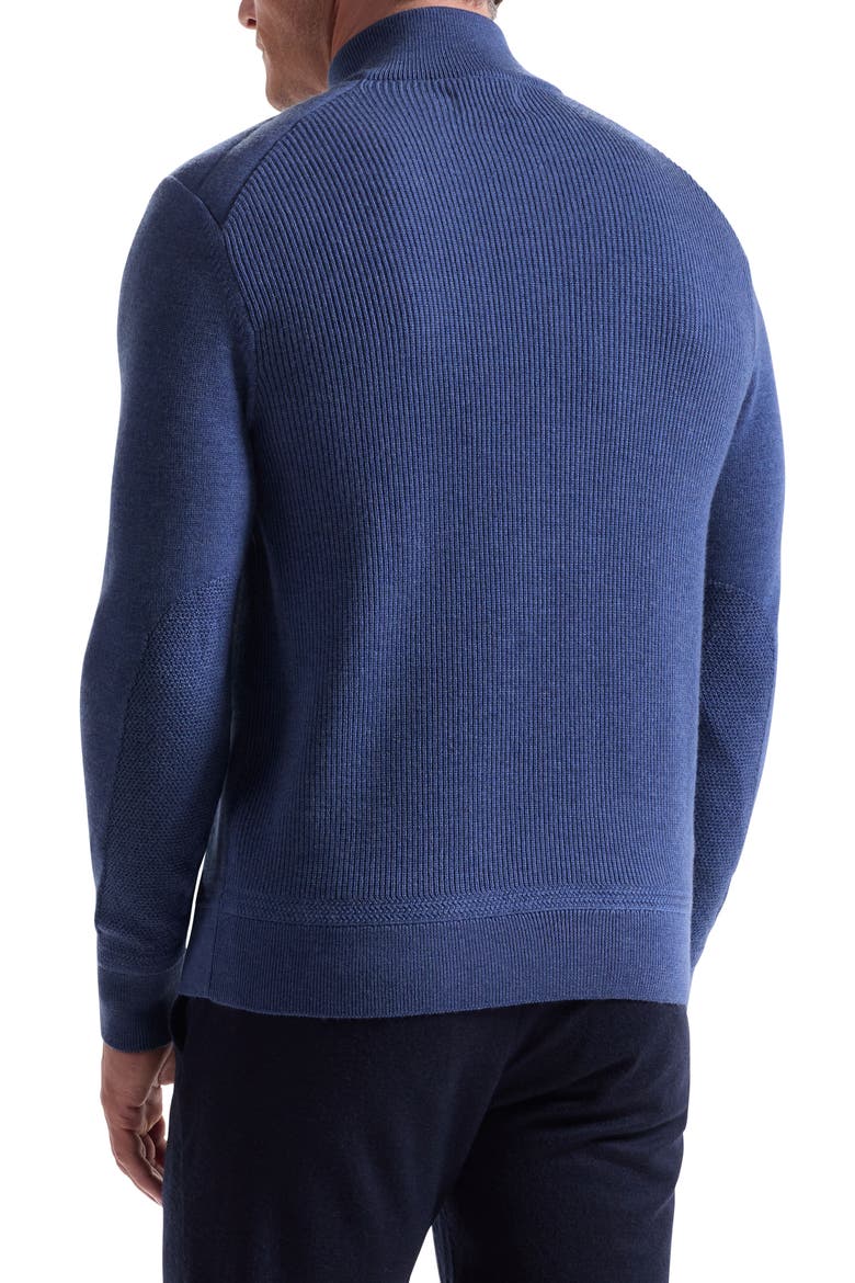 Merino Wool Quarter Zip Polo Sweater, Alternate, color, COBALT