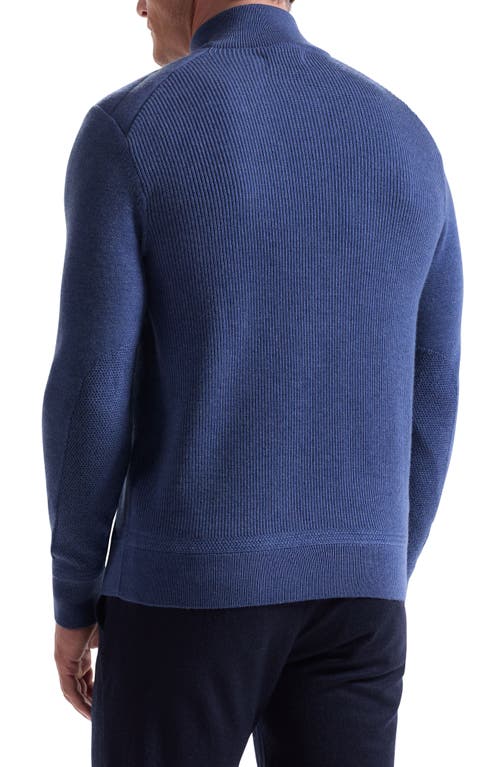 Bugatchi Merino Wool Quarter Zip Polo Sweater In Blue