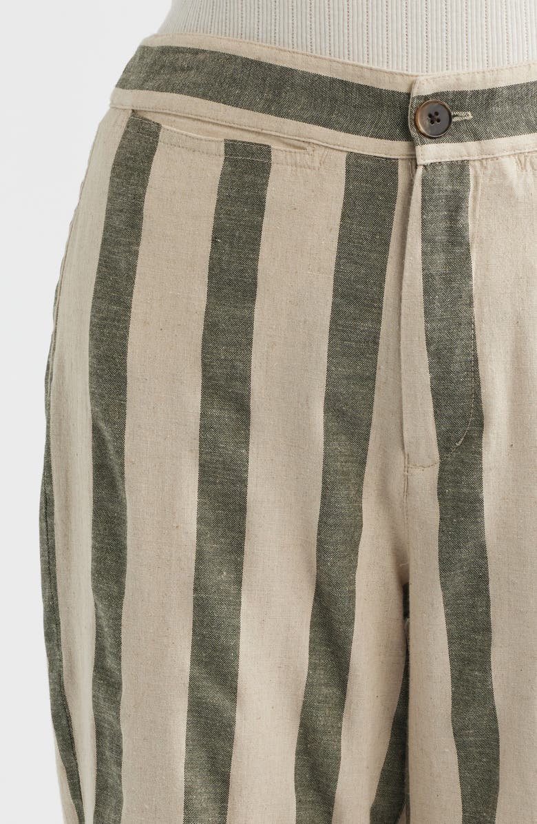 Faherty Sun Strider Stripe Wide Leg Organic Cotton & Linen Pants, Alternate, color, Ivory/ Pine Bay Stripe
