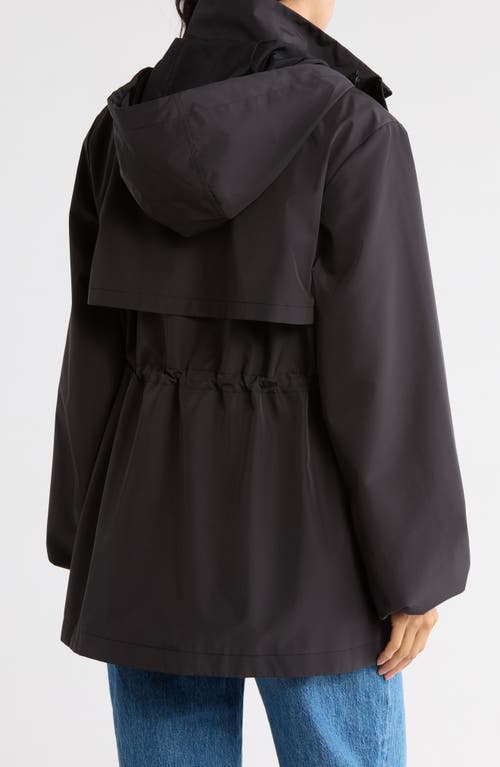 Bernardo Hooded Long Raincoat In Gray