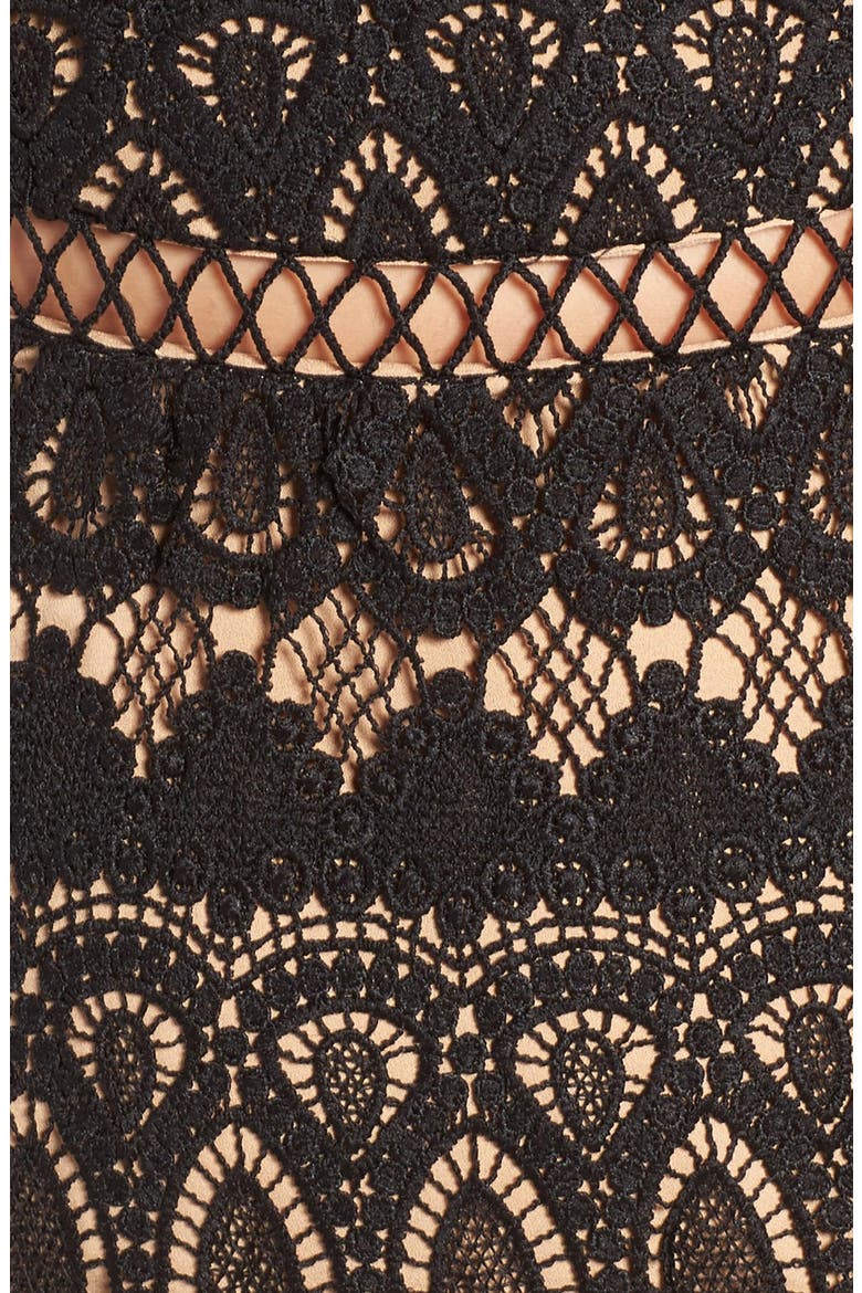 Lattice Embroidered Midi Dress, Alternate, color, BLACK