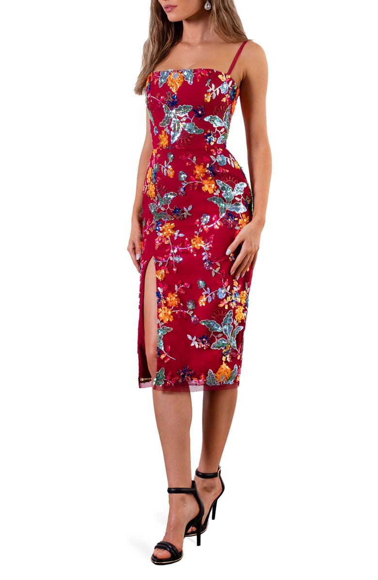 HELSI Sonya Floral Sequin Cocktail Midi Dress, Alternate, color,