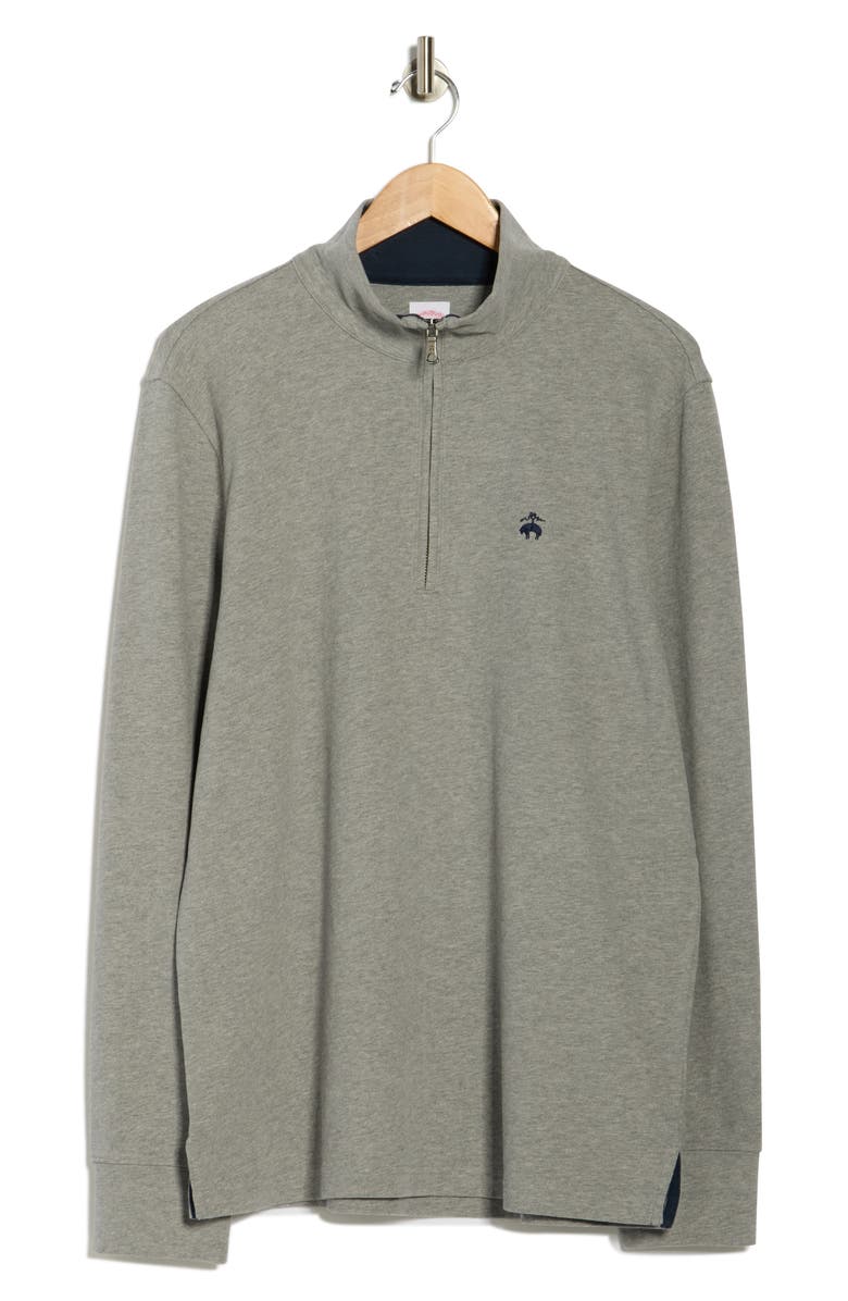 Brooks Brothers Cotton Quarter Zip Pullover, Alternate, color, Heather Grey
