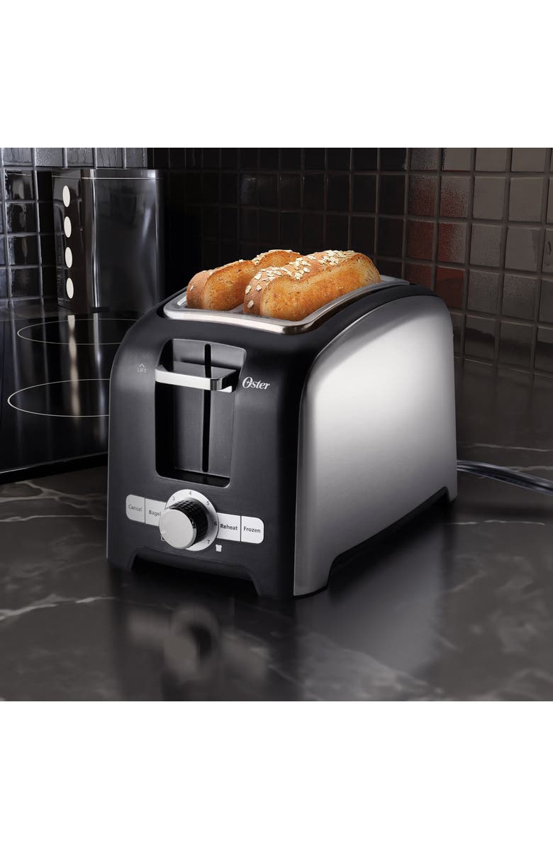 OSTER 2 Slice Toaster with Extra-Wide Slots in Brushed Stainless Steel, Alternate, color, Black