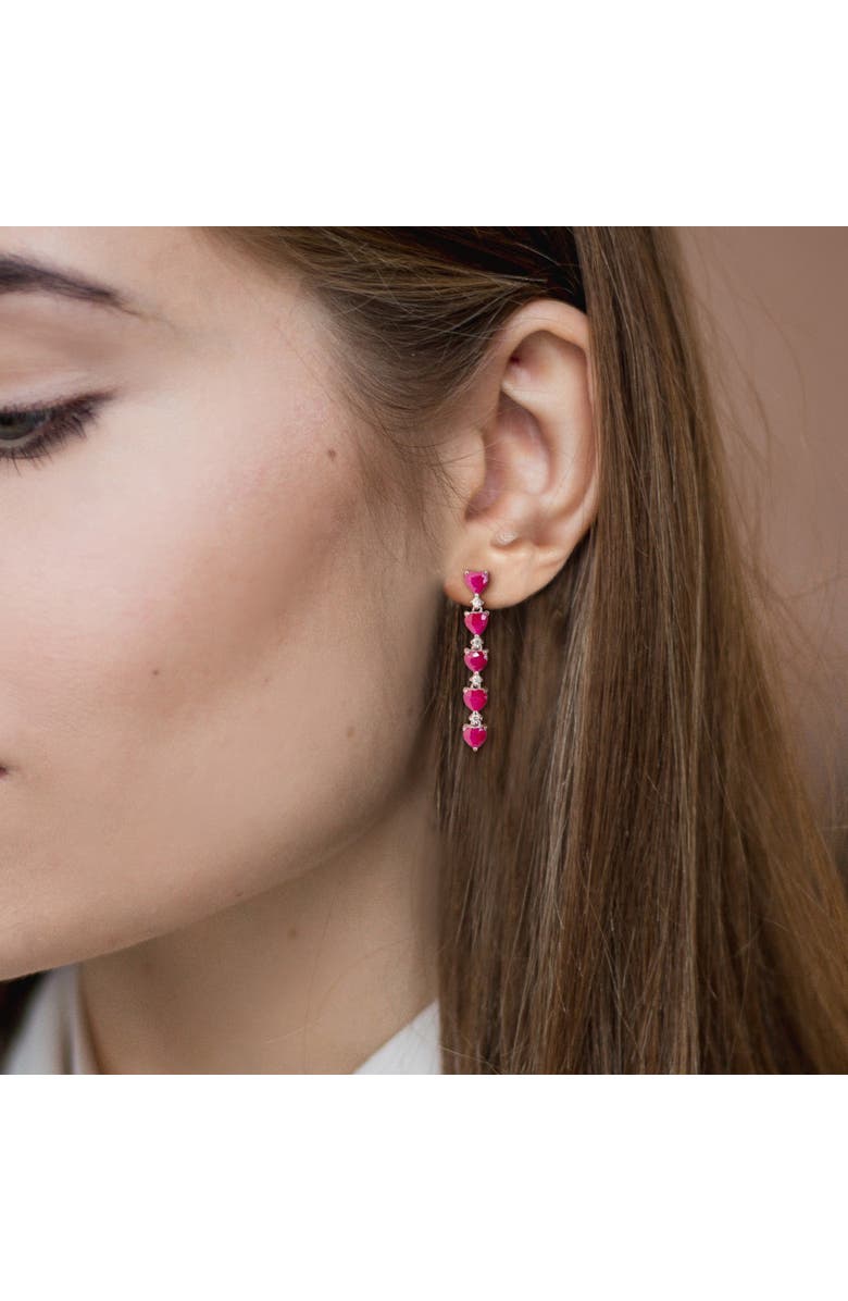 Julianna B. Ruby & Diamond Heart Drop Earrings 14K, Alternate, color, Ruby