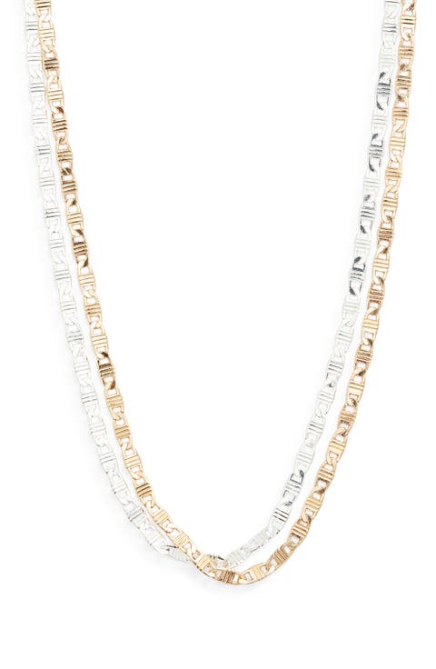Set of 2 Textured Chain Link Necklaces
