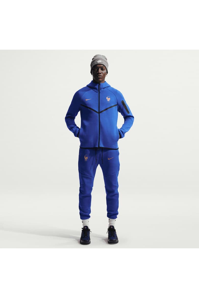 Men's Nike Blue France National Team 2026 Tech Fleece Windrunner Raglan Full-Zip Hoodie, Alternate, color, Blue