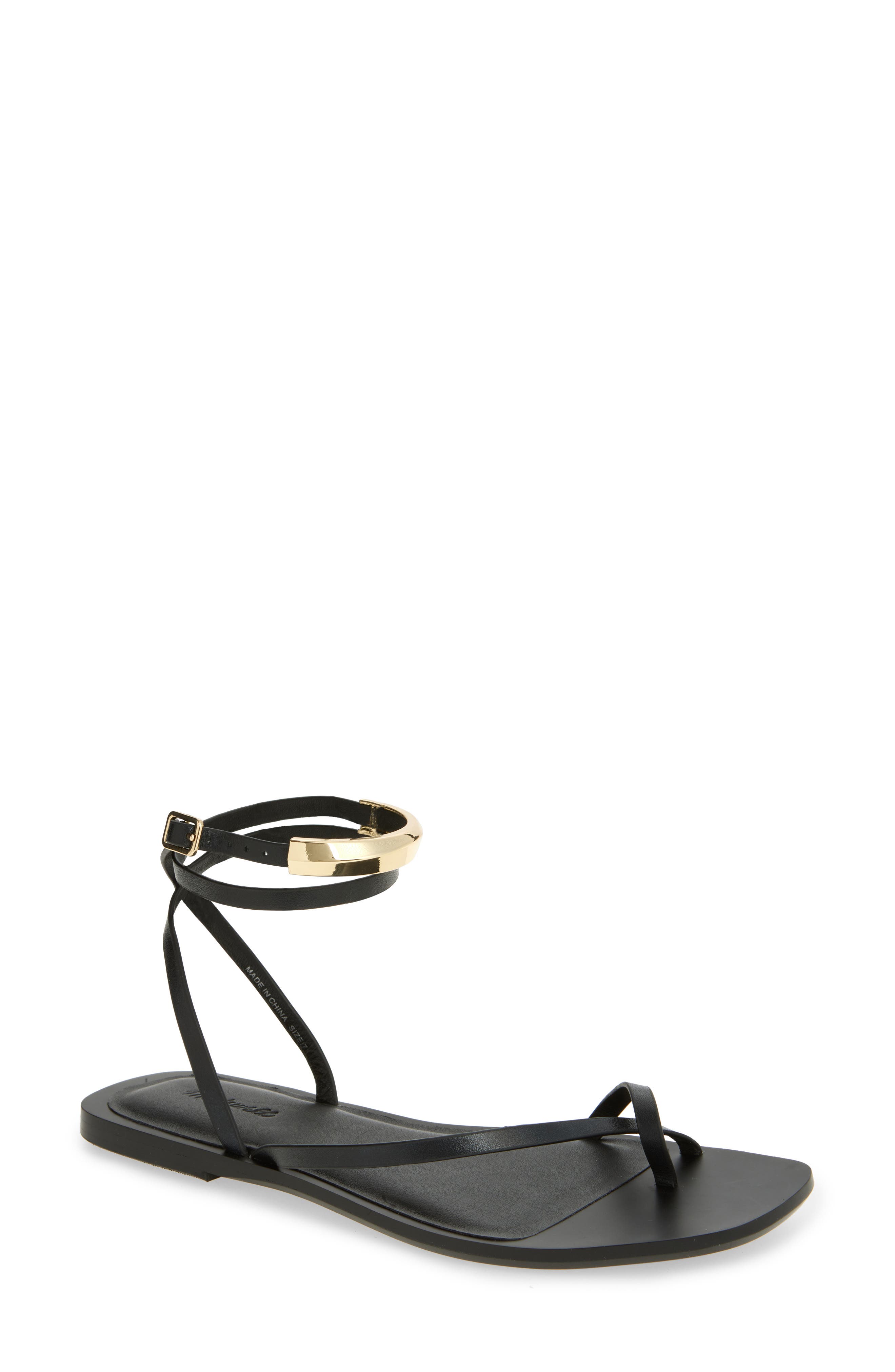 Madewell Lisbon Ankle Wrap Sandal, Main, color, True Black