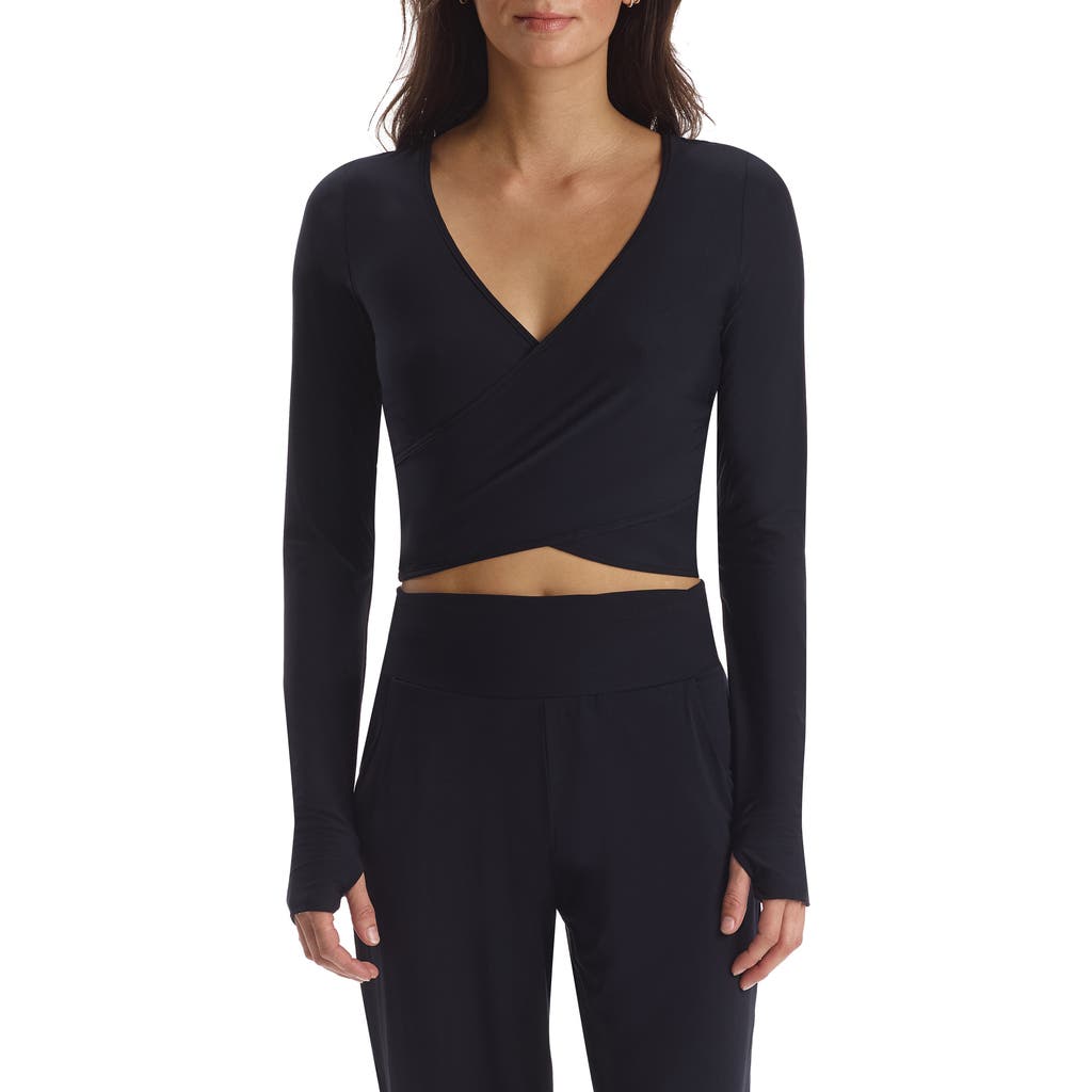 Commando Butter Wrap-effect Stretch-modal Top In Black