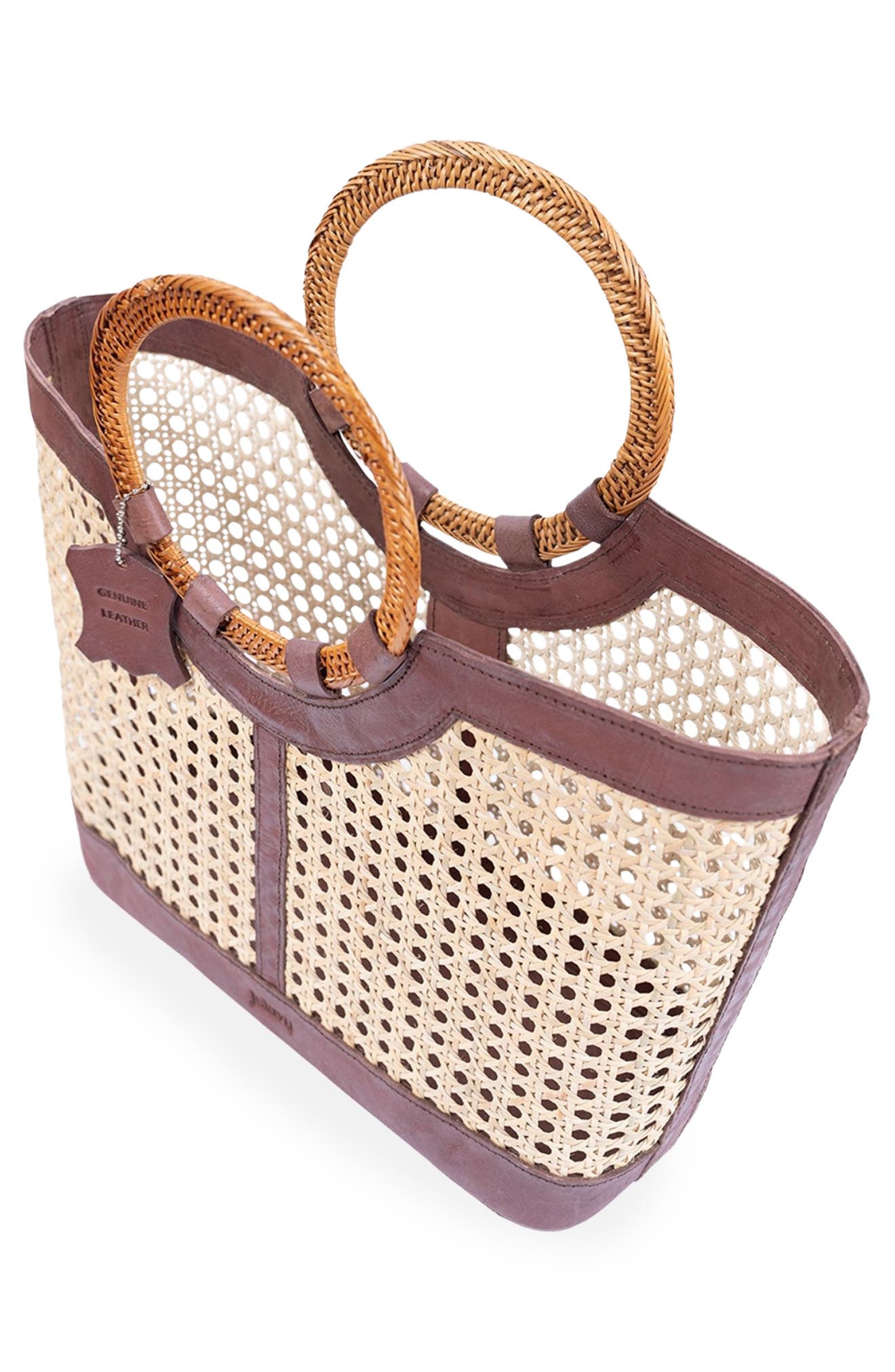 Jelavu Hilton Handwoven Cane Tote Bag, Alternate, color, Chocolate