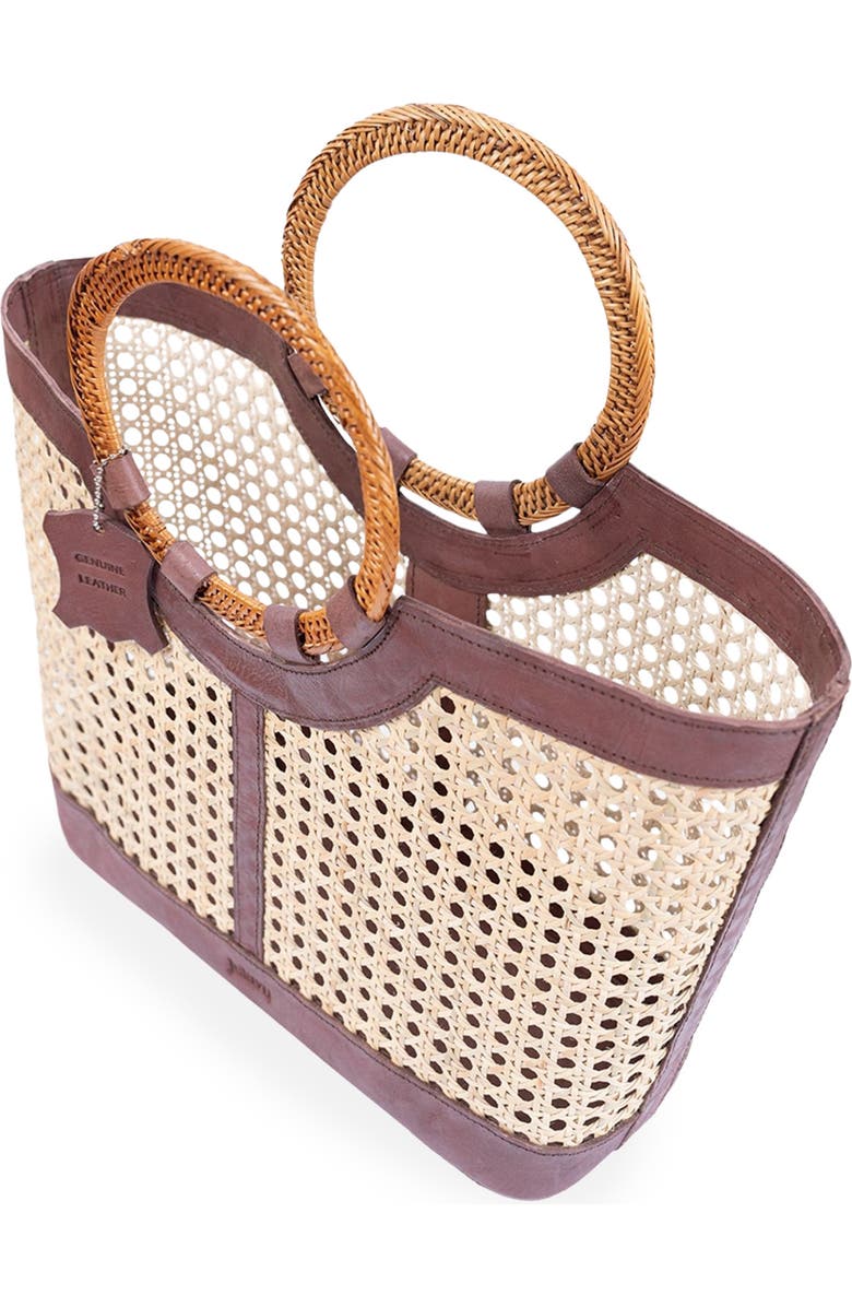 Jelavu Hilton Handwoven Cane Tote Bag, Alternate, color, Chocolate