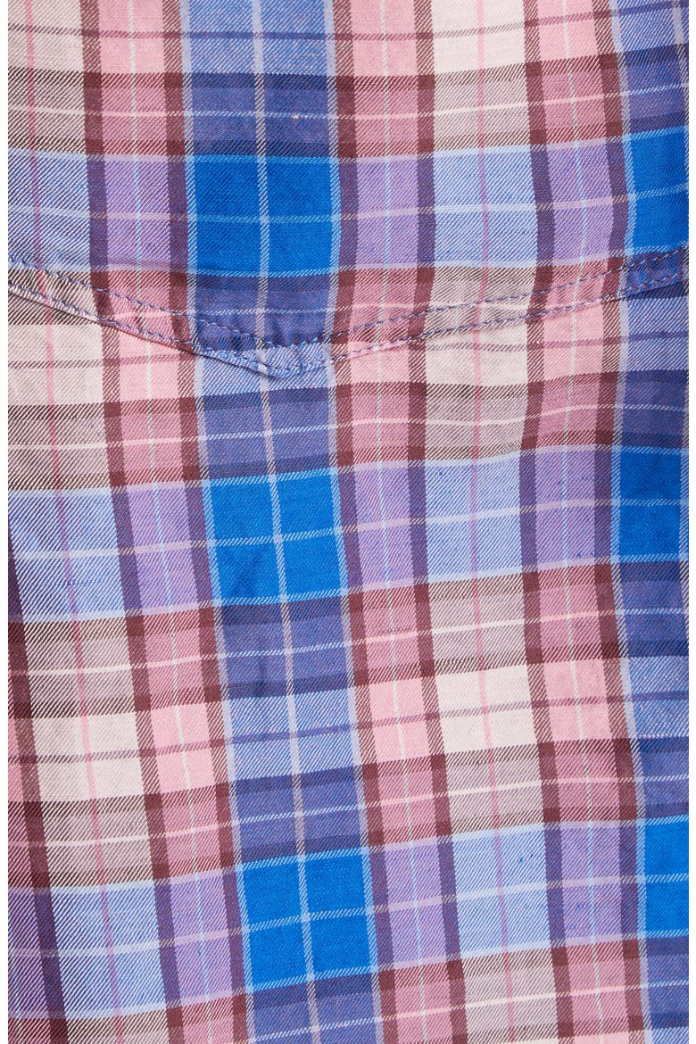 Jumbo Plaid Pleated Drawstring Shorts, Alternate, color, BLUE PINK PLAID