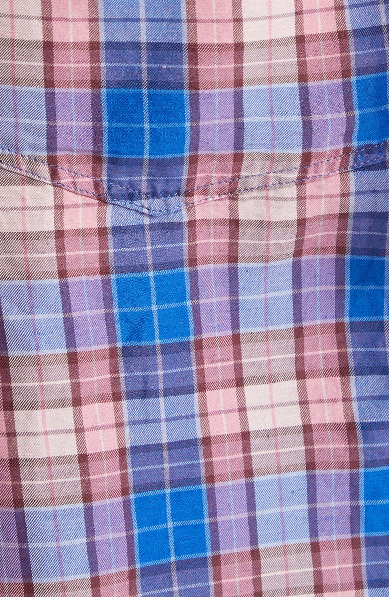 R13 Jumbo Plaid Pleated Drawstring Shorts, Alternate, color, Blue Pink Plaid