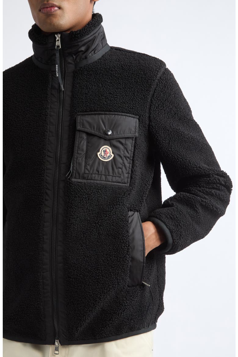 Zip Front Fleece Cardigan, Alternate, color, BLACK