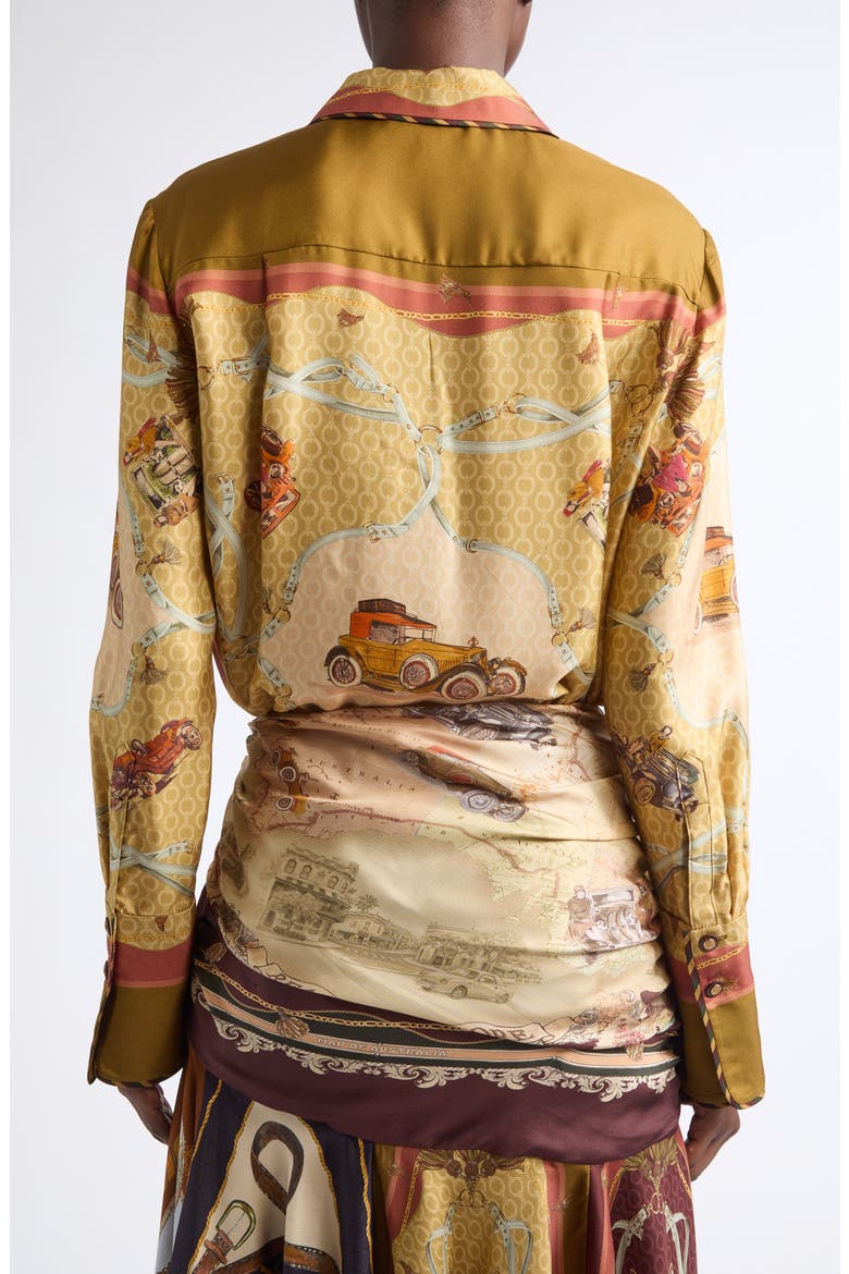 Valiant Scarf Print Silk Twill Button-Up Shirt, Alternate, color, MOSS SCARF