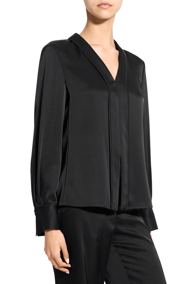 Theory Satin Top, Alternate, color, Black