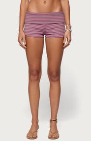 EDIKTED Monikah Stripe Foldover Microshorts