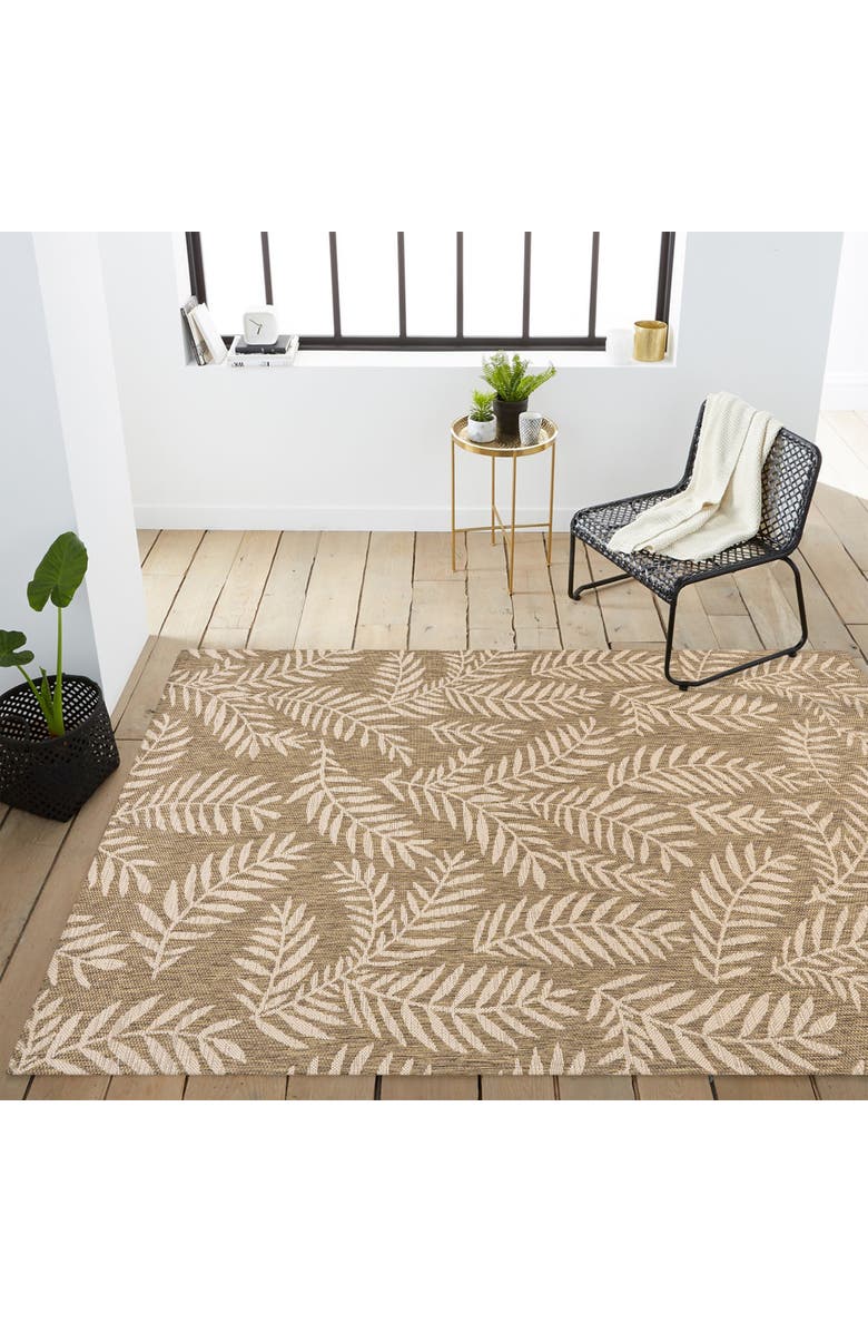 JONATHAN Y Nevis Palm Frond Indoor/Outdoor Area Rug, Alternate, color, Brown/Beige