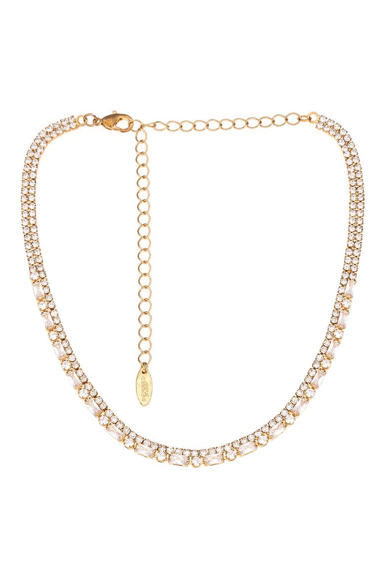 Mixed Crystal & Cubic Zirconia Tennis Choker, Main, color, GOLD