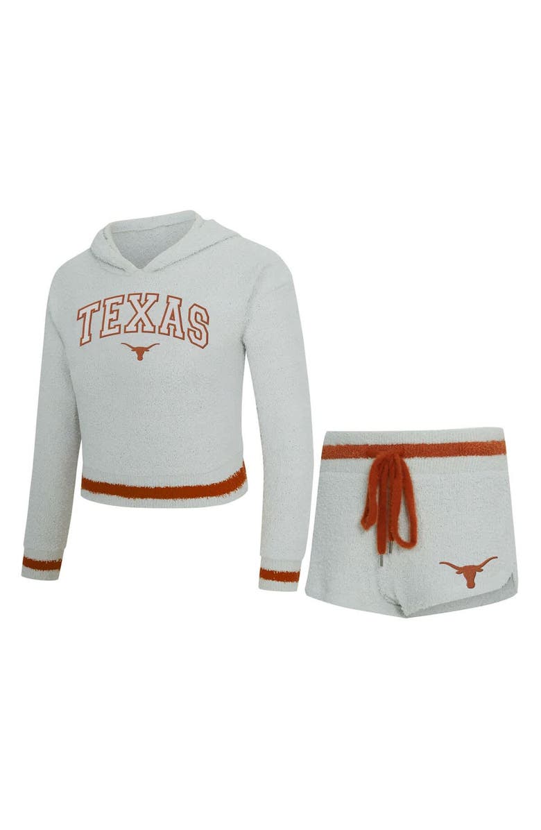 CONCEPTS SPORT Women's Concepts Sport Gray/Orange Texas Longhorns Whitley Long Sleeve Hoodie Top & Shorts Set, Main, color, Gray