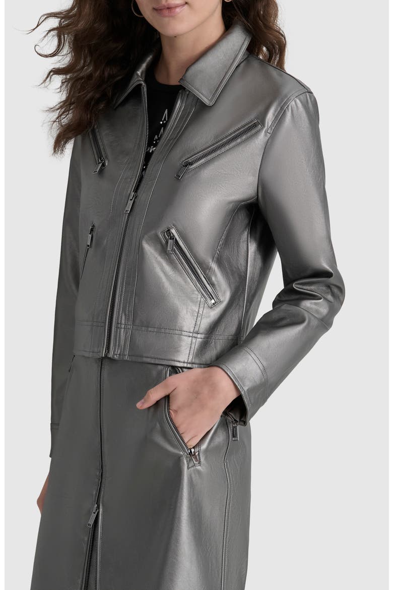Faux Leather Moto Jacket, Alternate, color, GUNMETAL