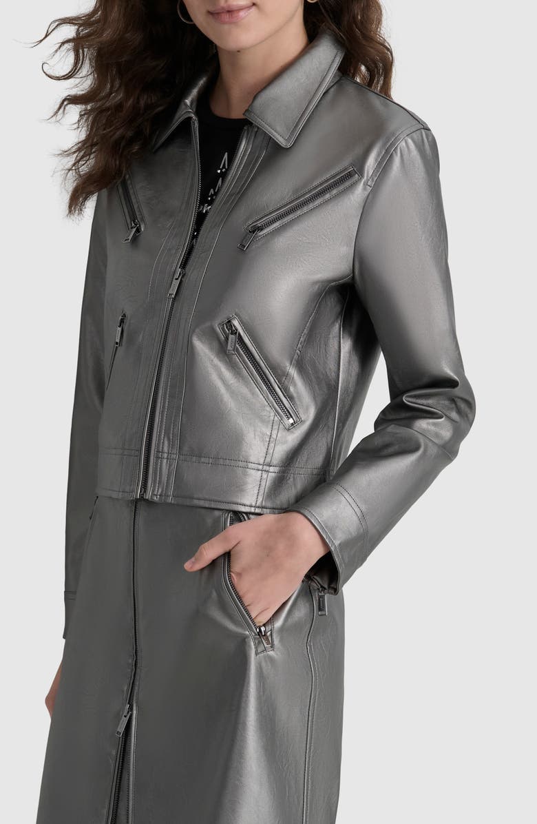 DKNY Faux Leather Moto Jacket, Alternate, color, 