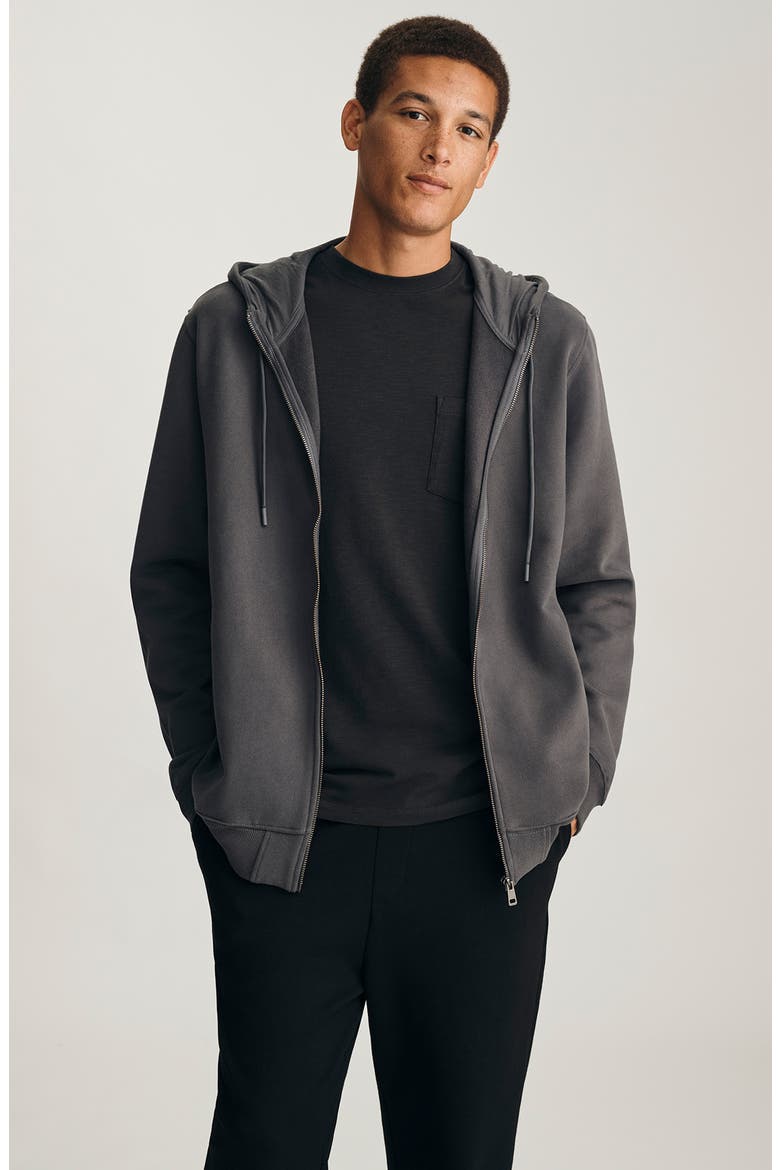 Relaxed Fit Cotton Zip Hoodie, Alternate, color, ASPHALT