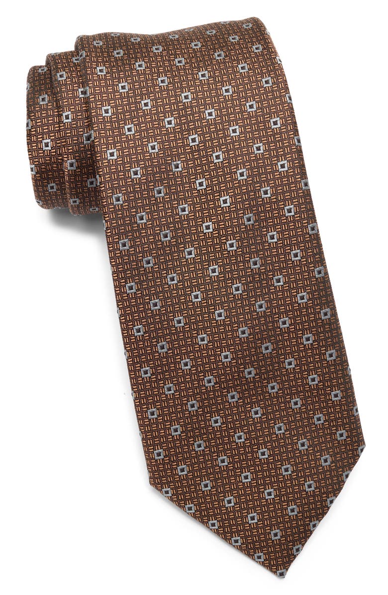 Michael Kors Korey Neat Square Tie, Main, color, Camel