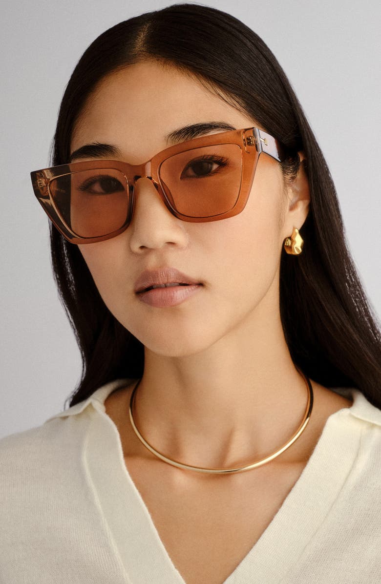 Le Specs Le Coeur 53mm Cat Eye Sunglasses, Alternate, color, Barley / Latte Tint